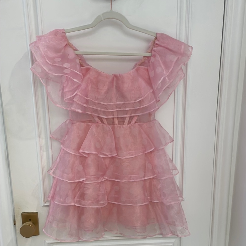 Pink Ruffled Layered Dress
